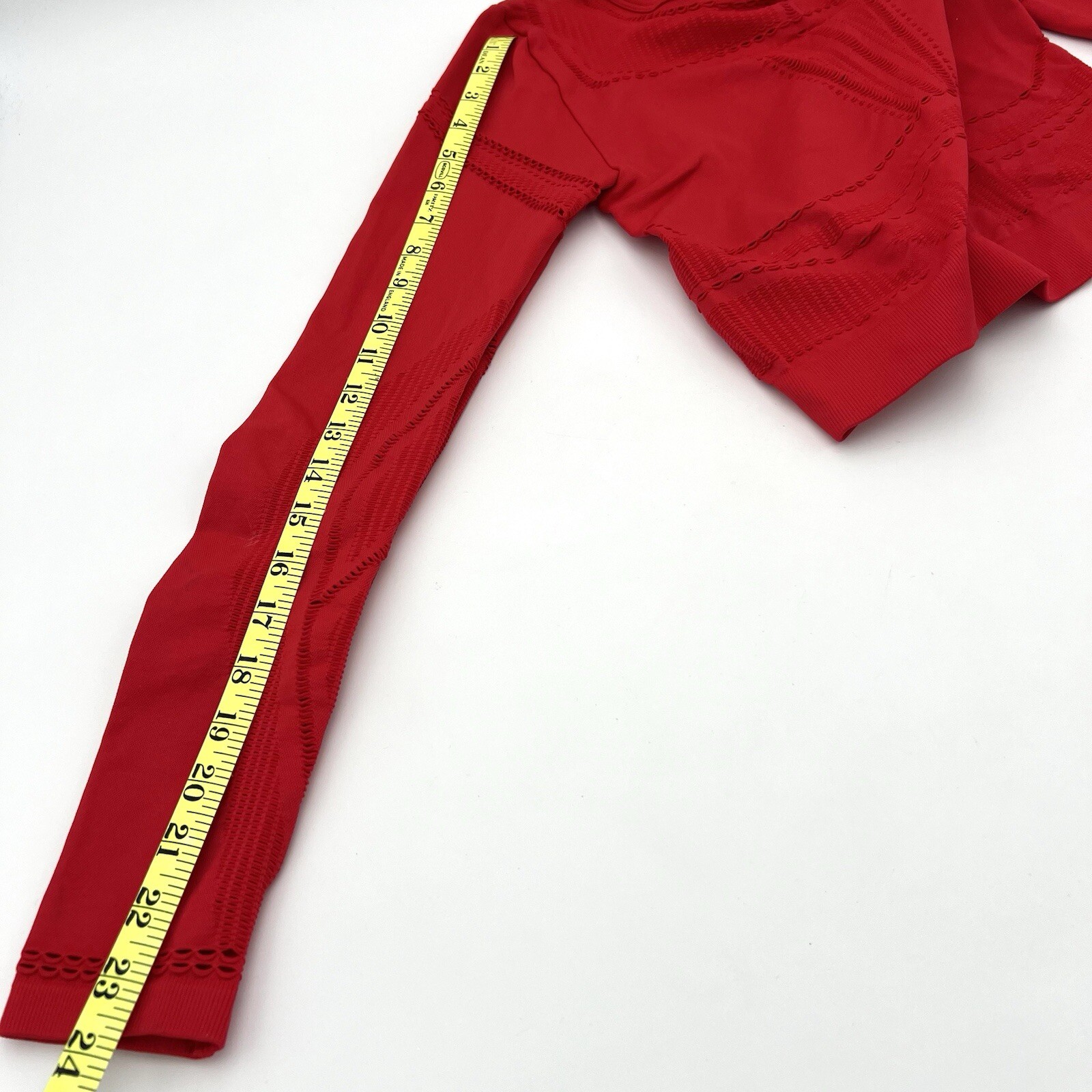 Fabletics Jaymee Shirt Small Mesh Long Sleeve Cut Out Top Lipstick Red Cropped