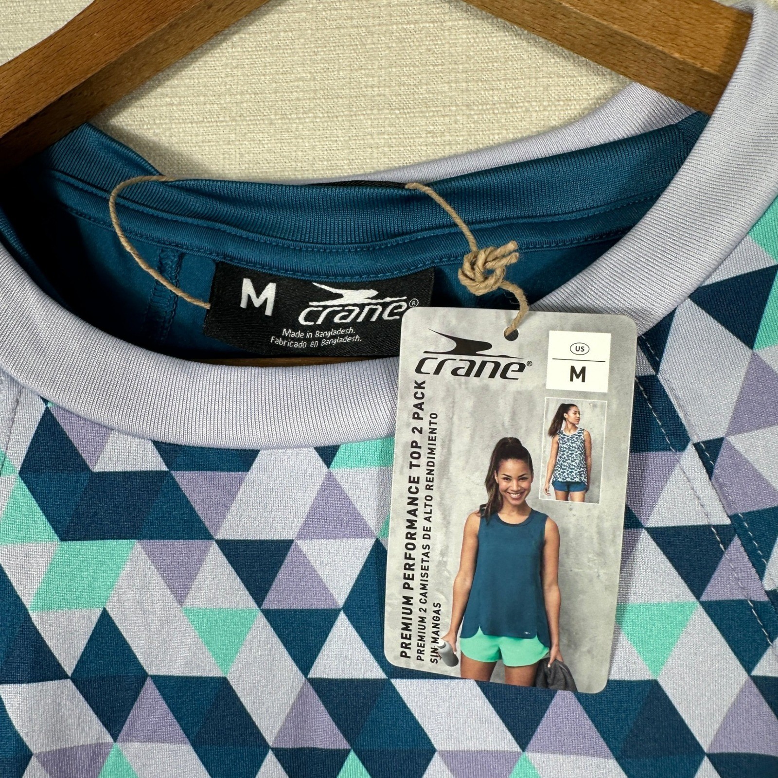 Crane Performance Tank Top 2 Pack Womens M Teal Geometric NWT Sleeveless Gym