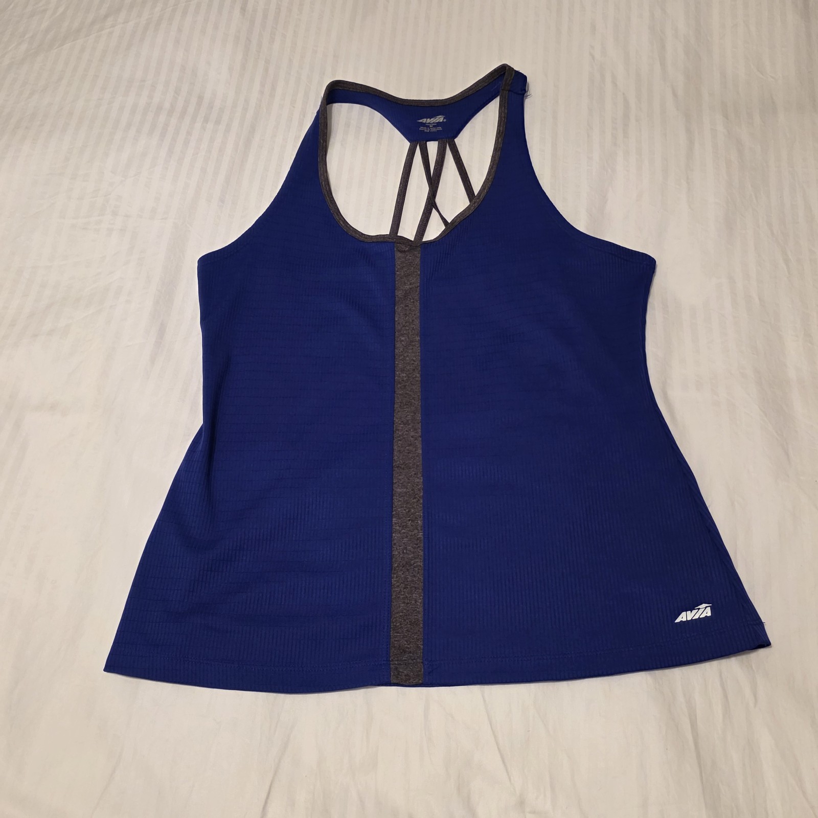 Avia Medium Blue Strappy Back Racerback Tank Top Activewear Yoga Gym Workout