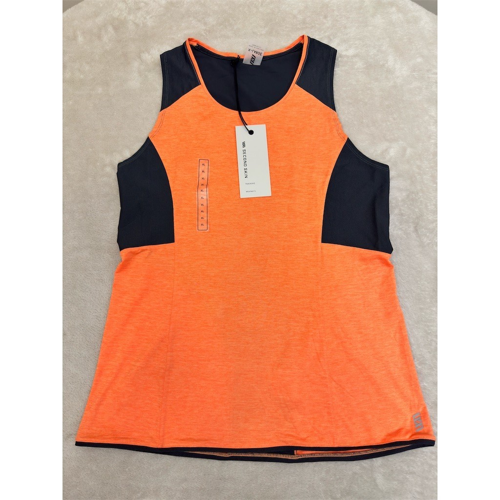 NWT Second Skin Tank Top Womens XL Orange Black Colorblock Sleeveless NEW!