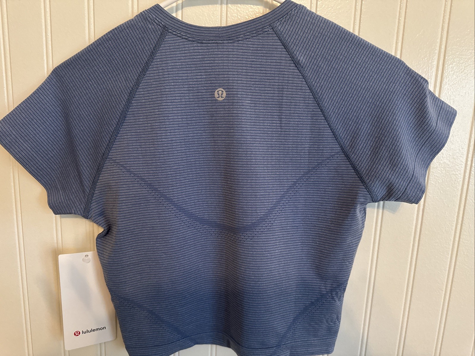 Lululemon Swiftly Tech Cropped Short Sleeve 2.0 Striped Blue 6 NWT