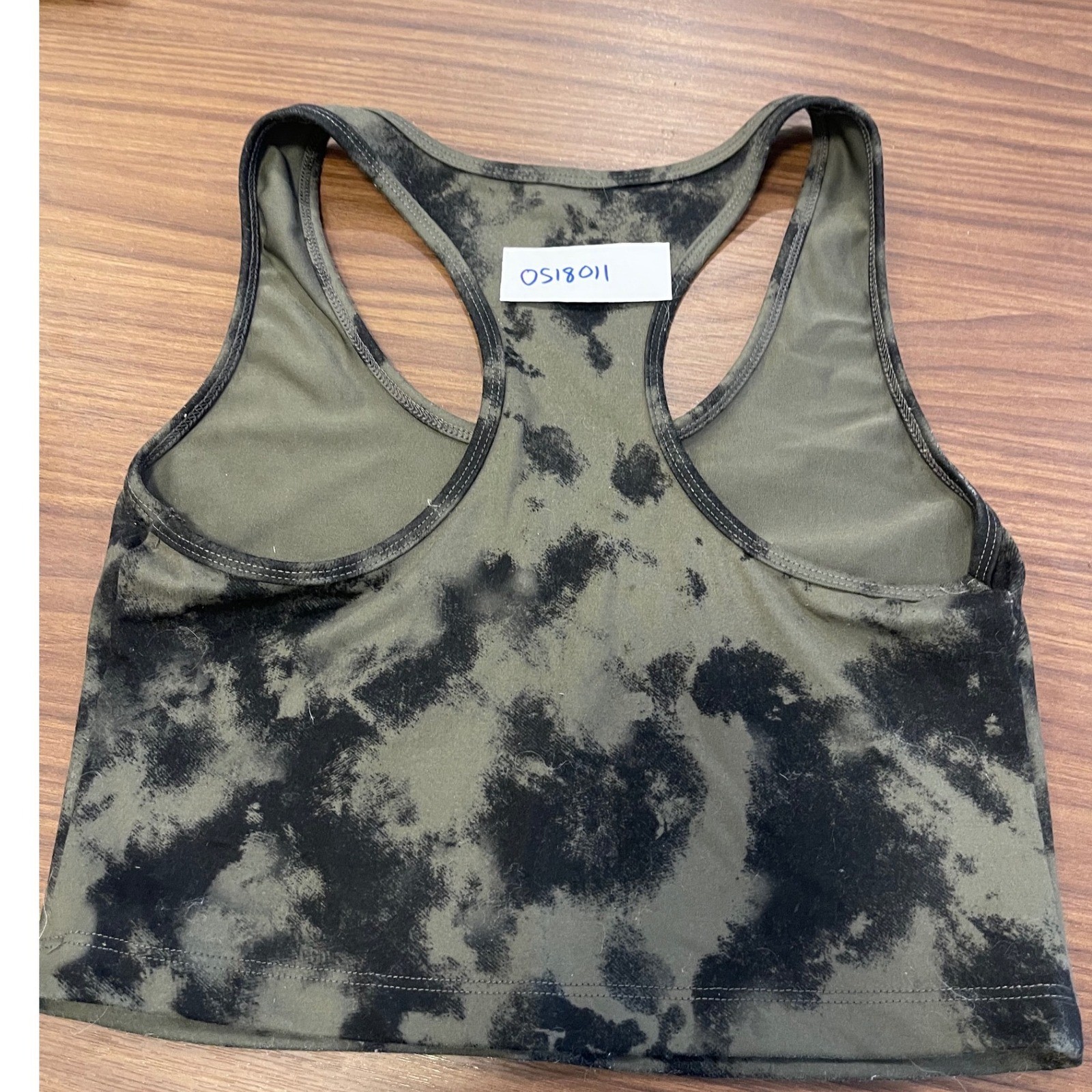 Evolution and Creation EVCR Tie Dye Racerback Crop Top Olive Green Black Small