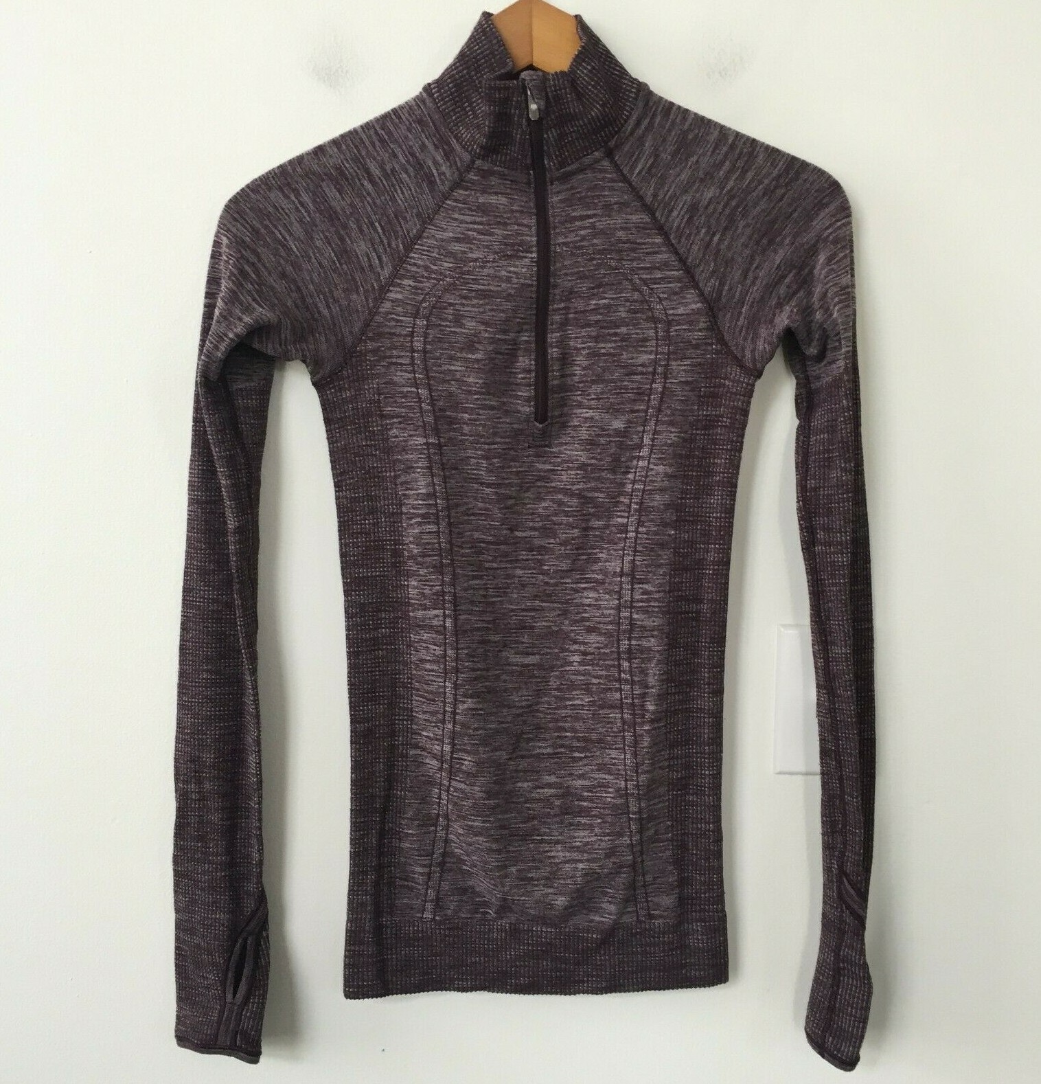 Lululemon Swiftly Wool 1/2 Zip Size 2 Black Black Cherry White Pullover Top