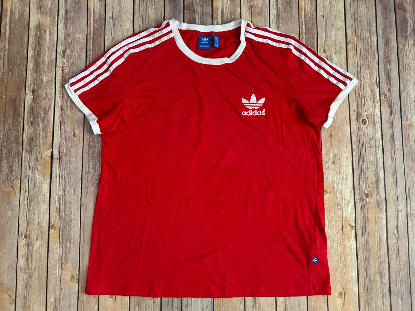 Adidas Adicolor Classics 3 Stripes Short Sleeve Red T Shirt Women’s Size Large