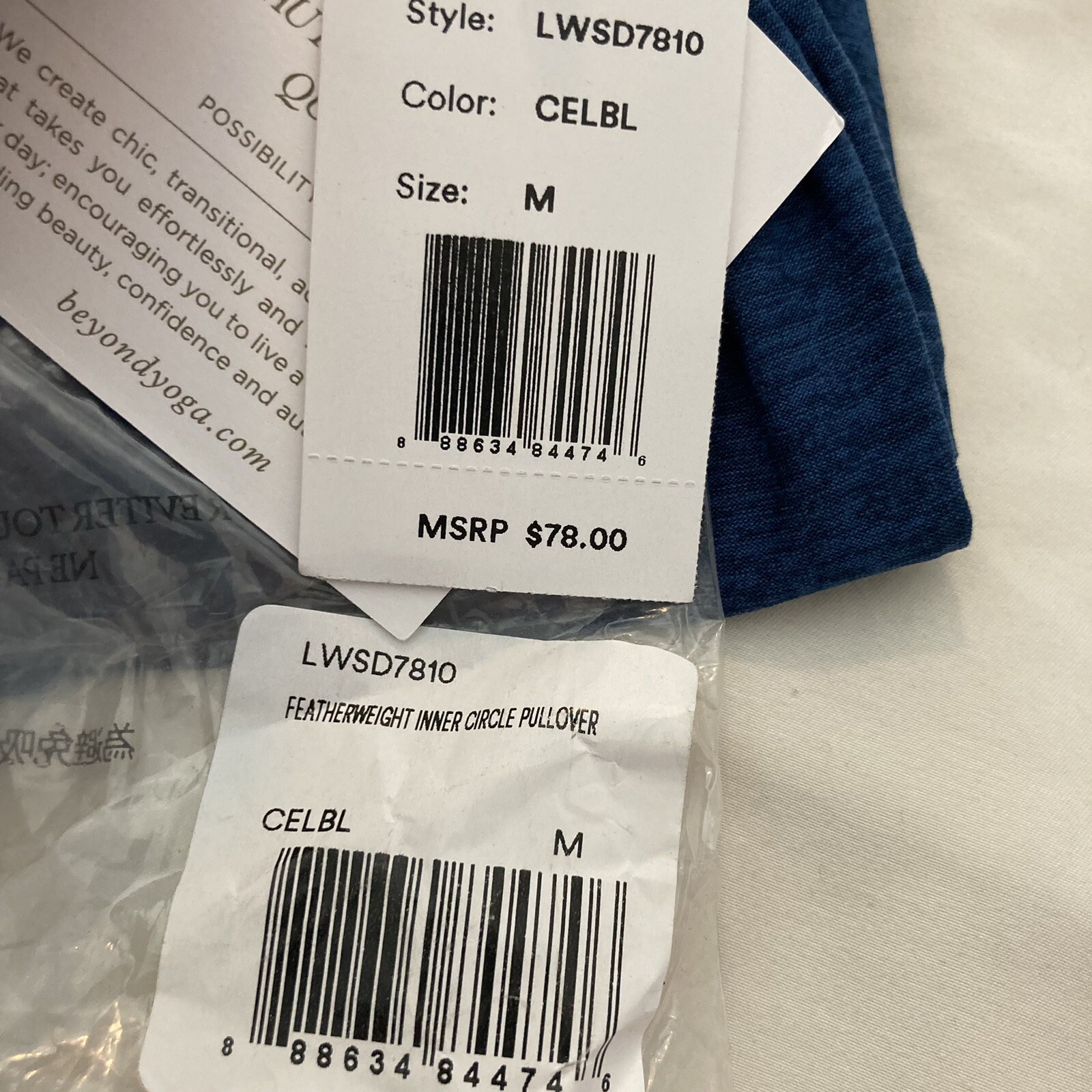 beyond yoga featherweight Inner Circle Pullover Tee Longsleeve CELBL blue M $78