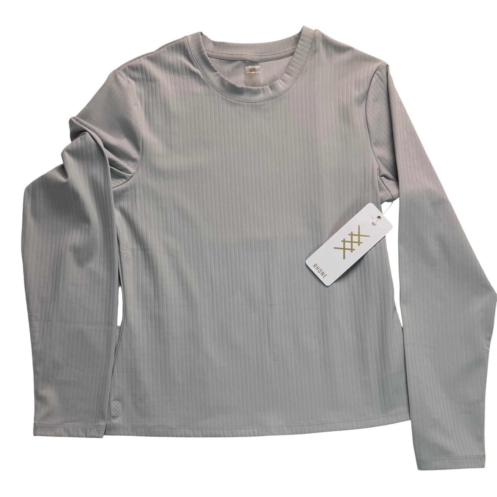 Rhone Modern Ribbed Long Sleeve Grey Mist GOLDFUSION Anti-Odor Shirt Womens L
