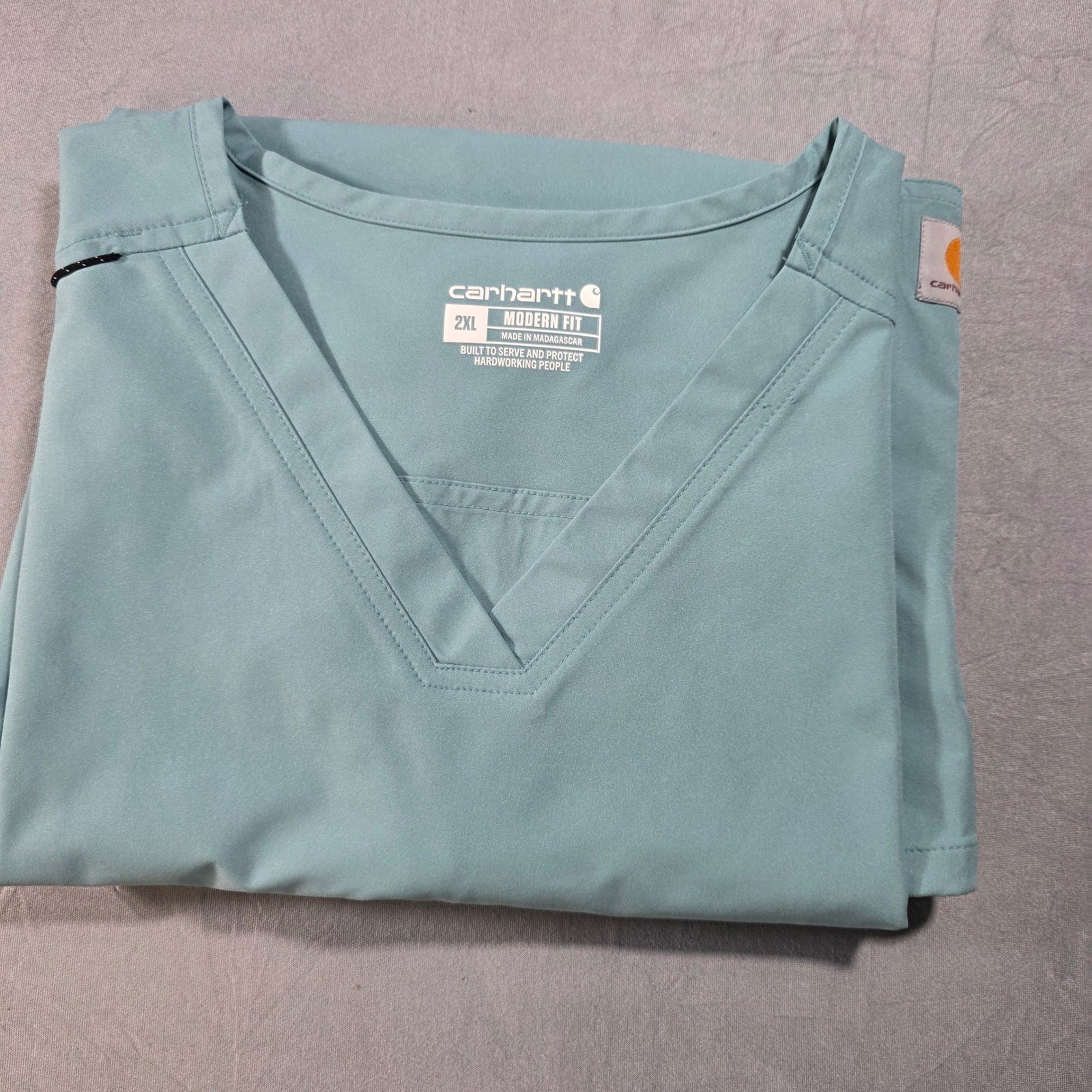 Carhartt Liberty Force V-Neck Scrub Top 2XL Modern Fit Lt.Teal Blue C12113 NWT