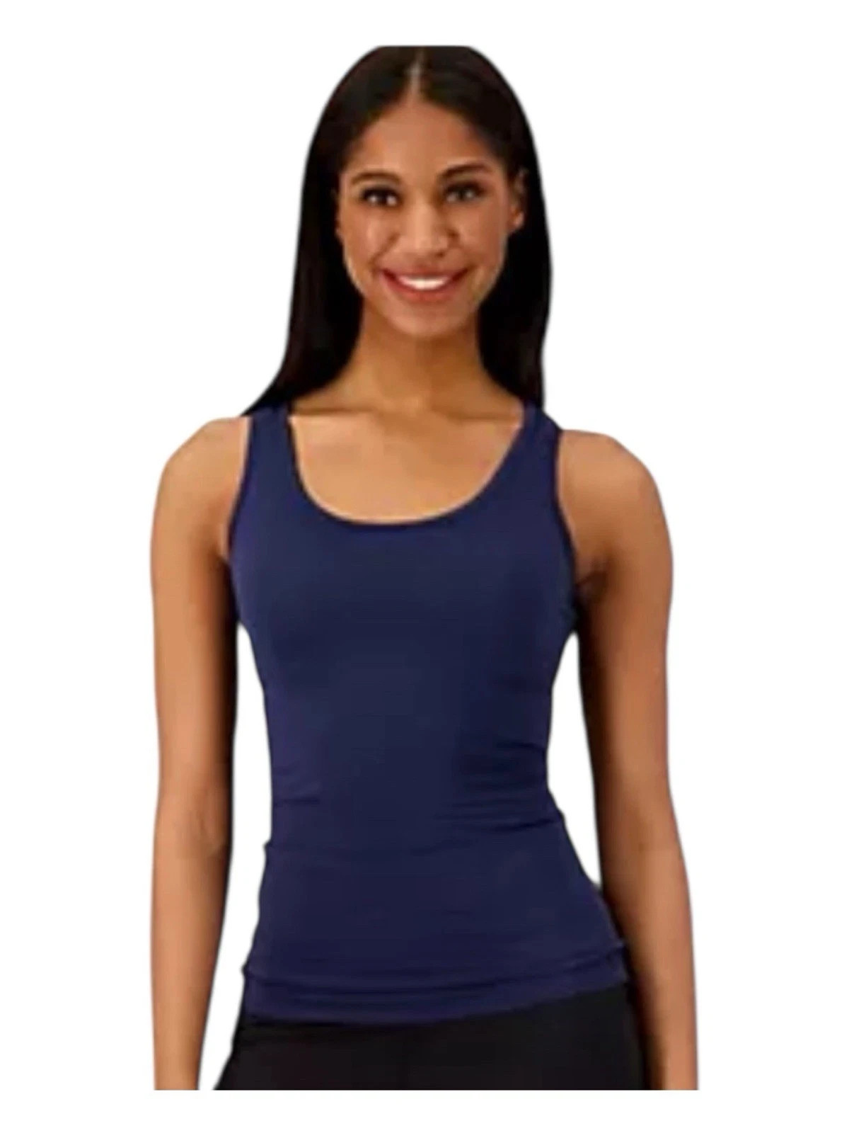 TOMMIE COPPER LOWER BACK SUPPORT COMPRESSION TANK Women Size Large NAVY BLUE