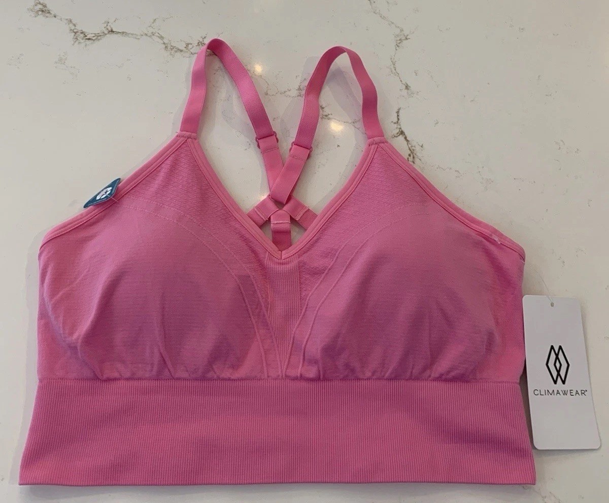 NEW Climawear Pink Sports Bra Removable Cups Adjustable Straps Size XL