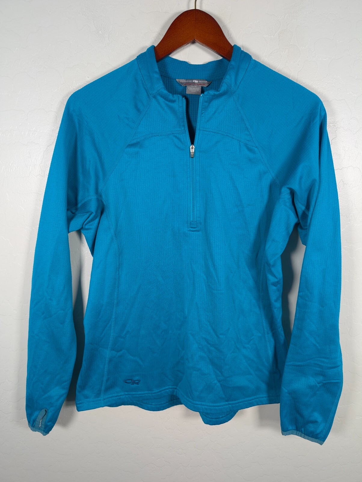 Outdoor Research Jacket Women Large Teal 1/4 Zip Pullover Thermal Sweater Hiking