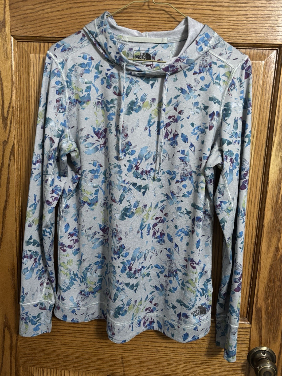North Face Stretch Pullover Flashdry Side Zip Pocket Hood Abstract Floral MED