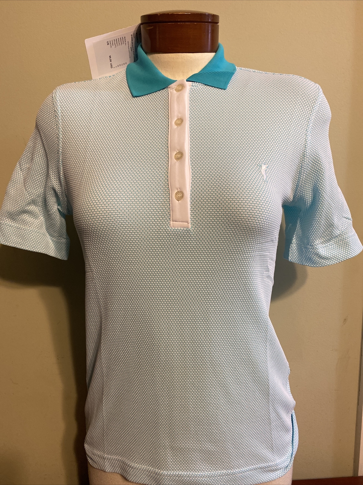 NWT Golfino Ladies Bubble Jacquard golf Polo shirt 8239622 533 Blue 6 8 10 12