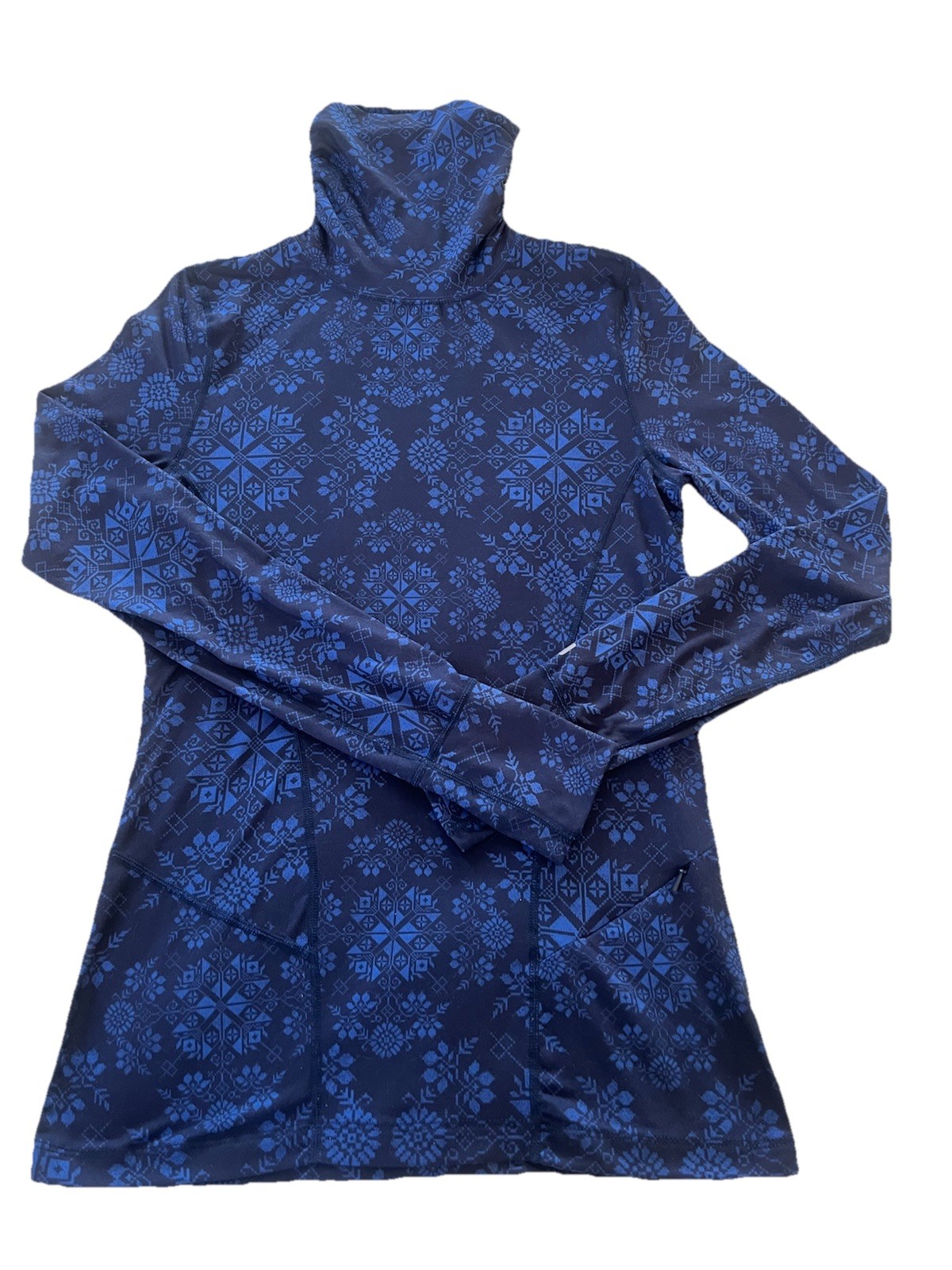 Terramar Cloud Nine Ruched Base Layer Top Turtleneck- Women’s Size XS Navy Print