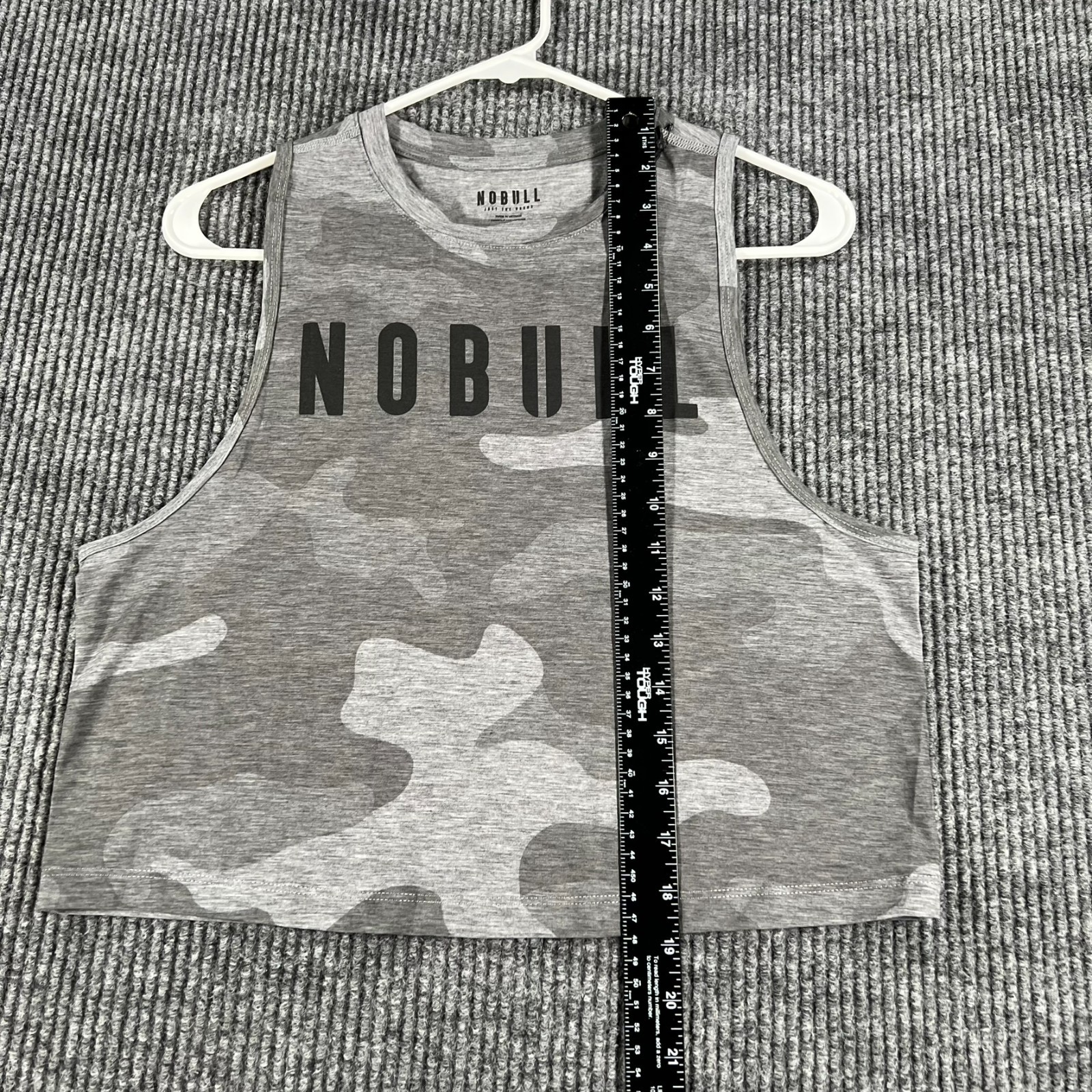 NoBull Cropped Tank Top Shirt Womens Small Gray Camo CrossFit Workout Gym