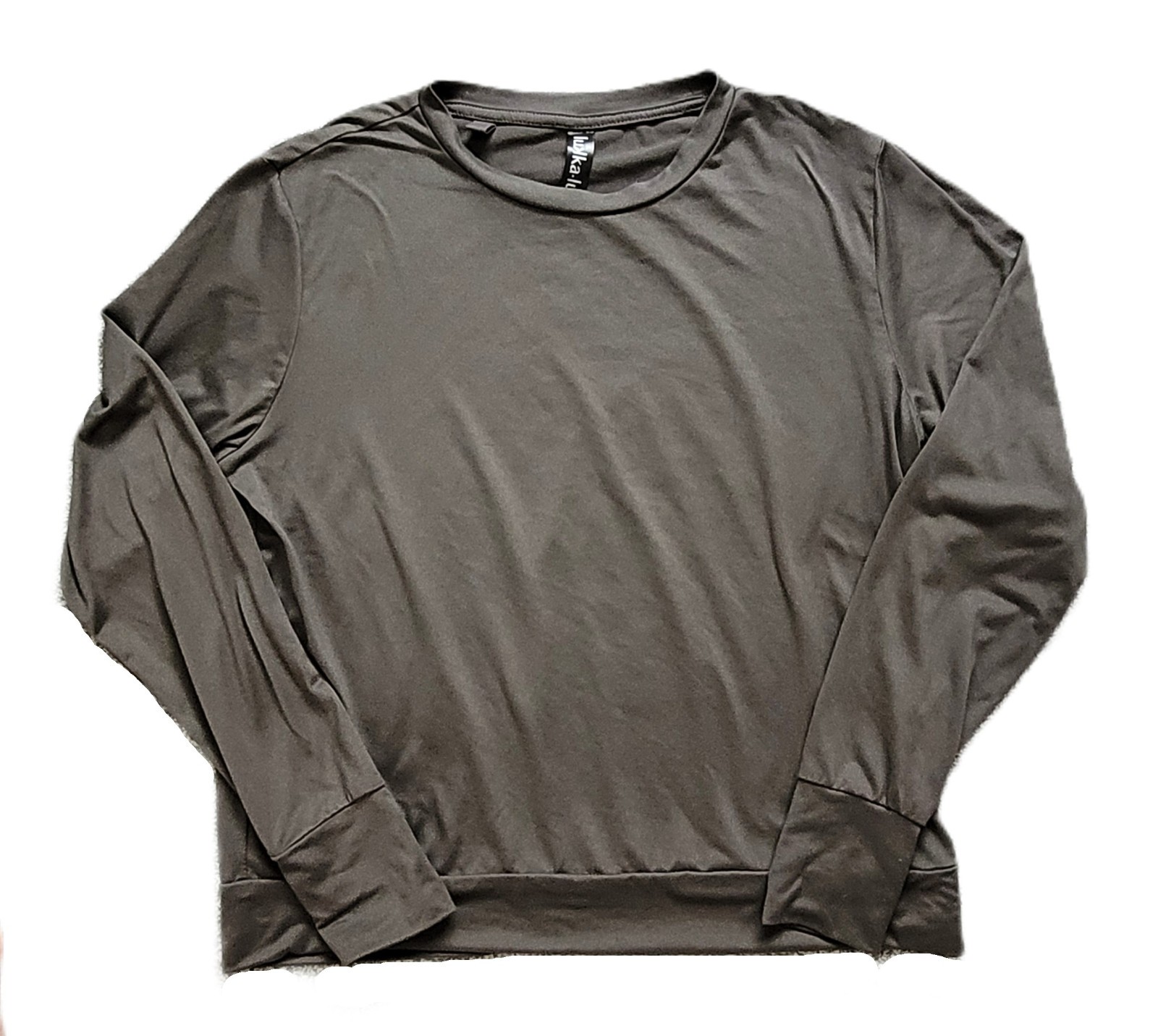 Lukka Lux Women’s Smal Long Sleeve Performance Top Olive Green Stretch Crew Neck