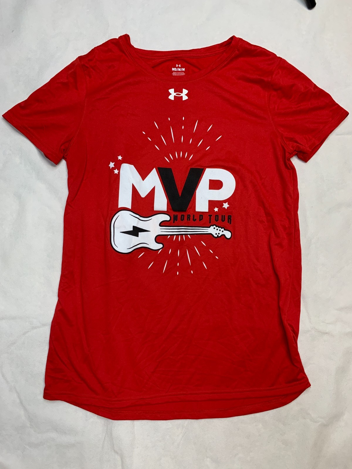 Under Armour Tech World Tour MVP Band Tshirt Women’s M Red Short Sleeve Tee