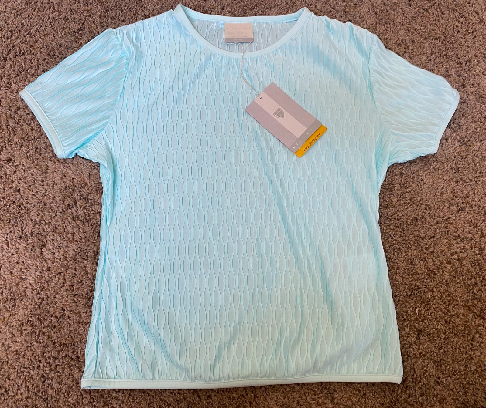 NIKE DRI FIT DRY SPHERE WOMENS GOLF SHIRT XS X Small 0 2 NEW AQUA 298679 nos