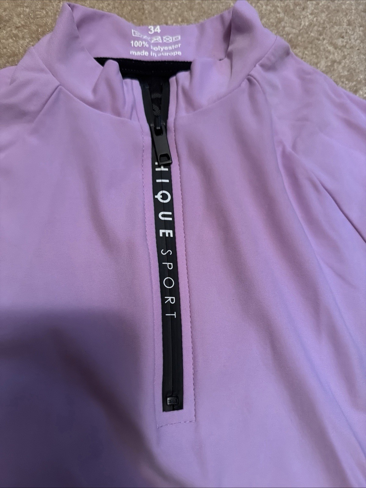 Chique Sport lavender half-zip pullover with contrasting black side panels Xs