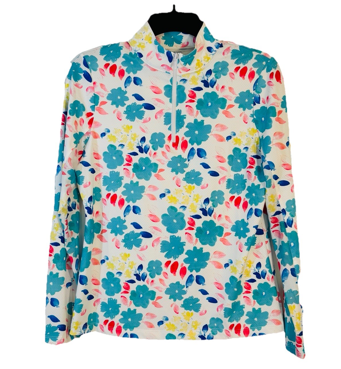 X by Gottex Women’s Size Small 1/4 Zip Long Mesh Sleeve Pullover Multi Color