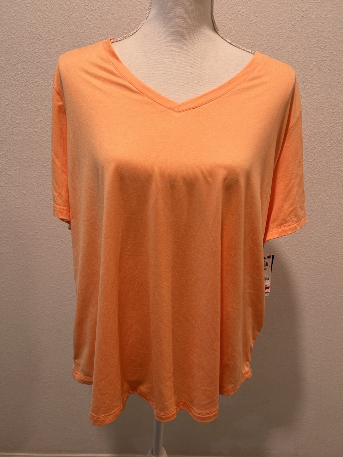 ID Ideology Women’s Plus Size Curved-Hem V-Neck To Melon Sorbet Choose Your Size