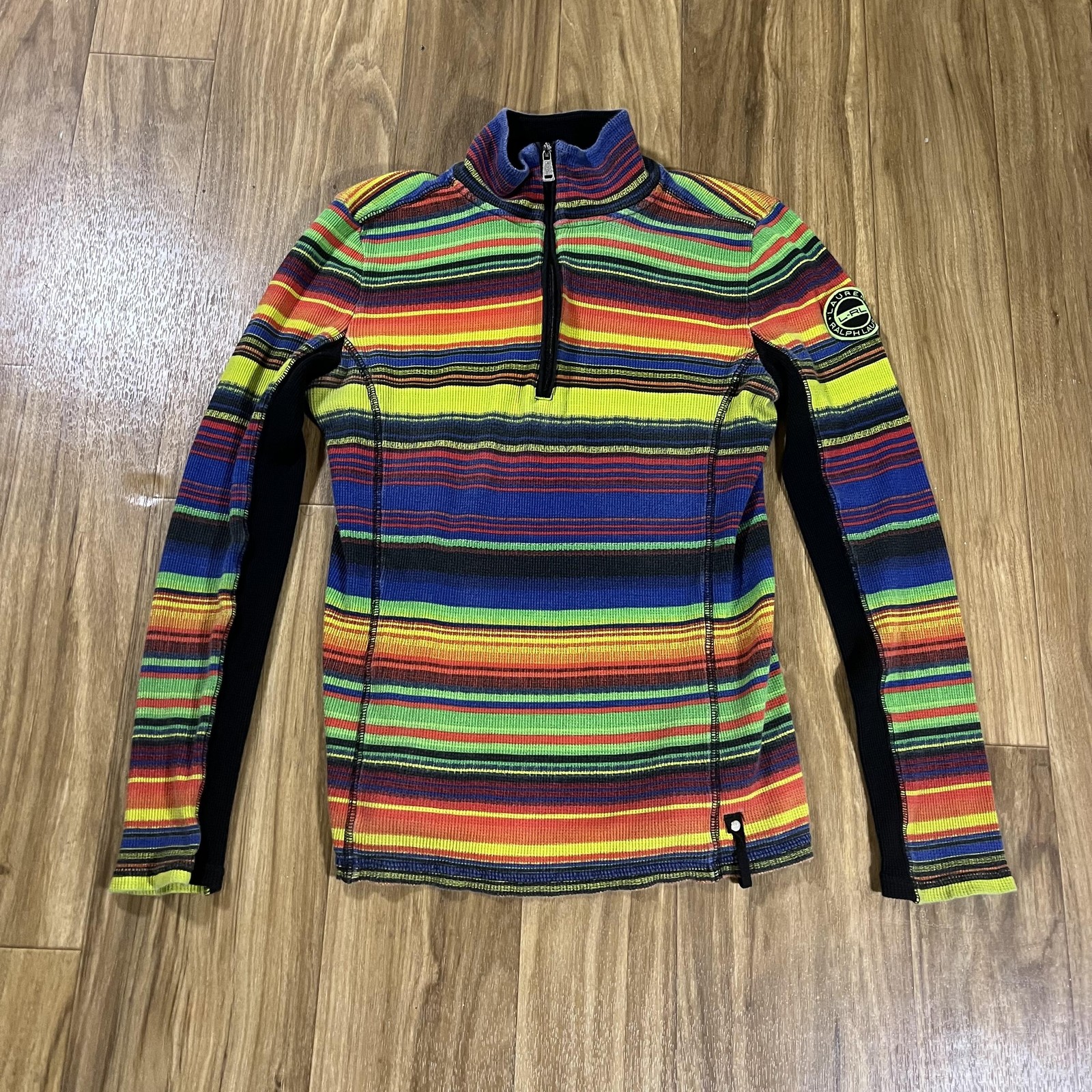 Lauren Ralph Lauren Active Pullover Womens XS Multicolor Stripe 1/4 Zip Cotton