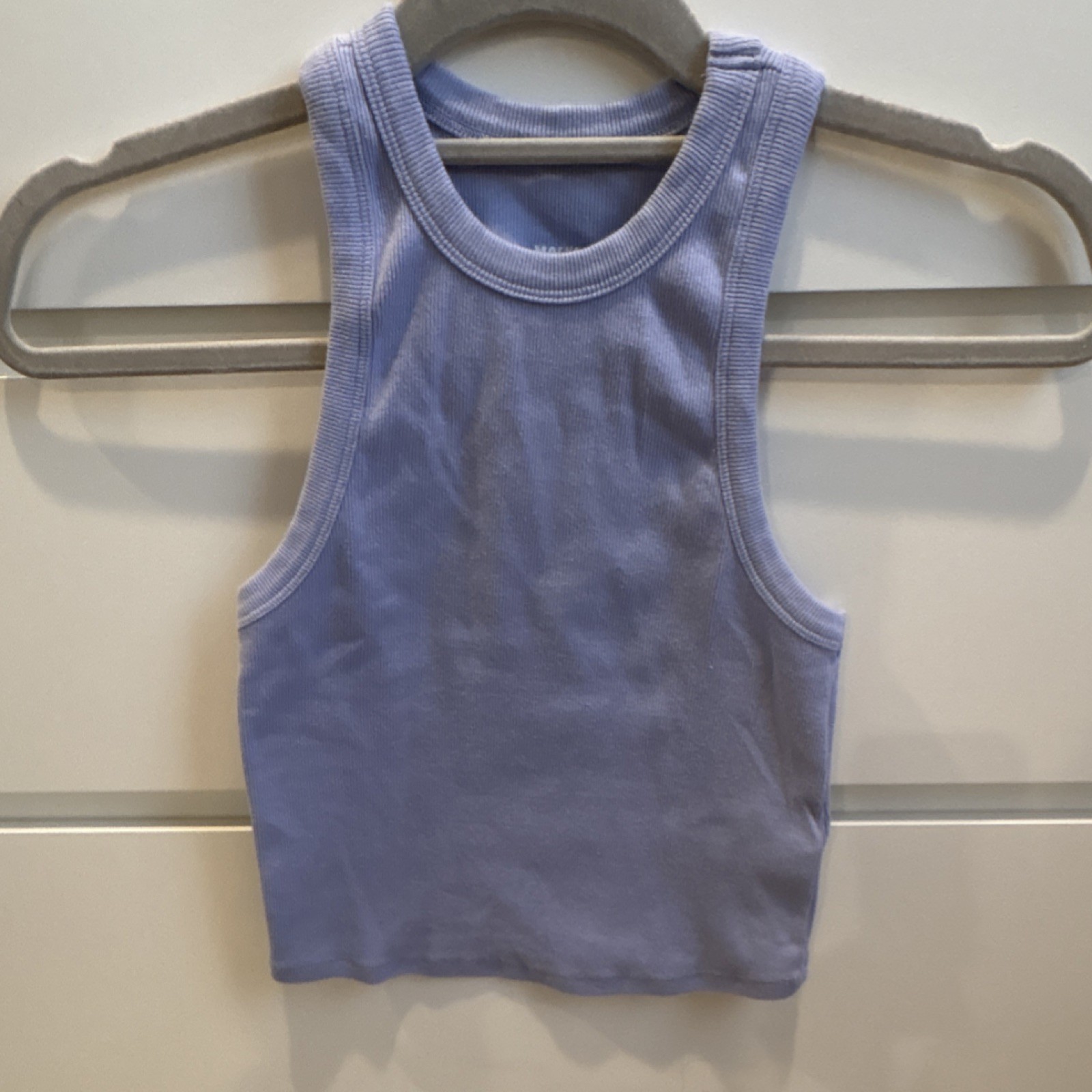 Maeve by Anthropologie Blue Ribbed Knit Racerback Cropped Stretch Tank XS