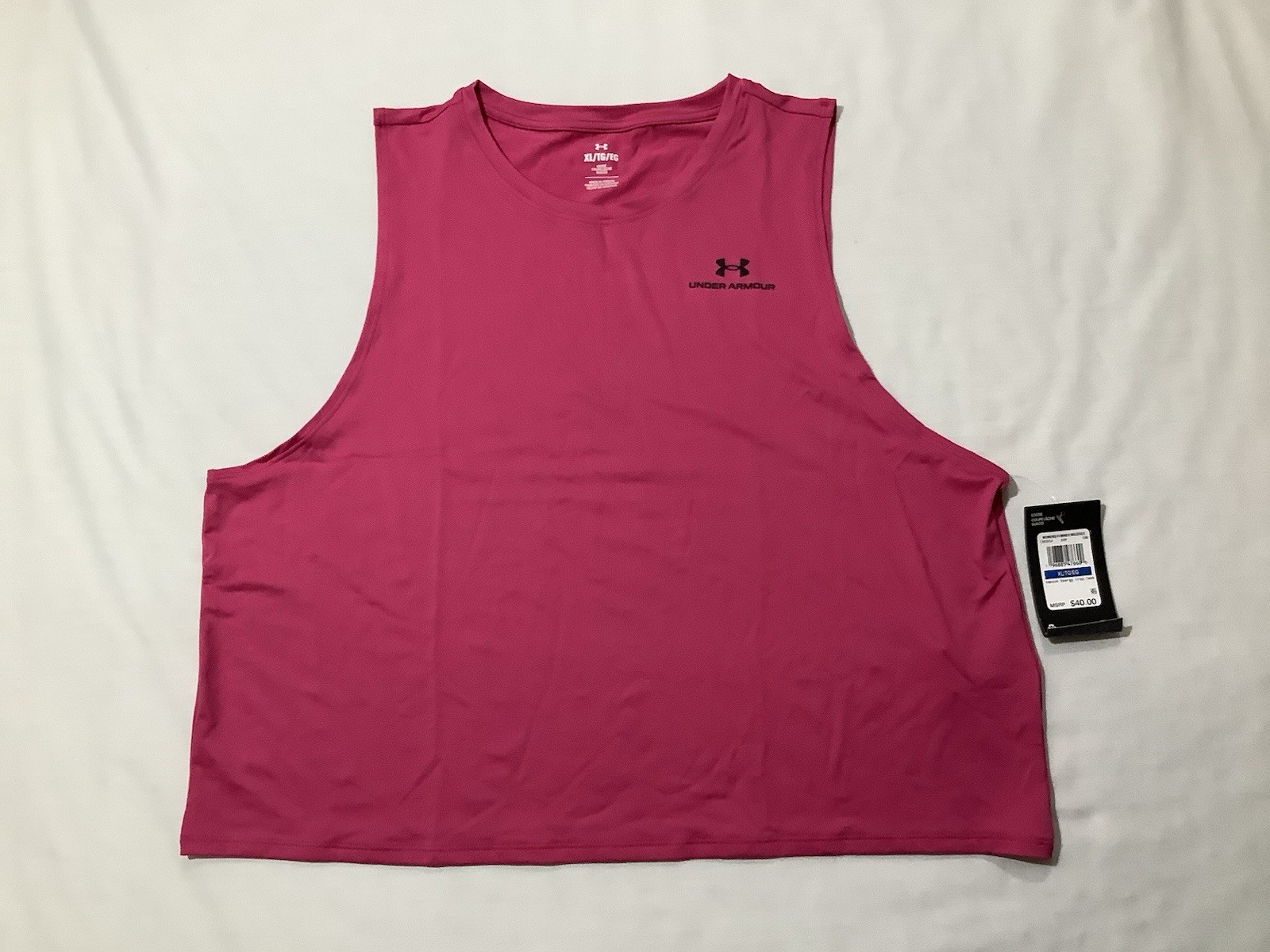 Under Armour Tank Top Womens XL Pink RUSH Energy Crop Loose Training