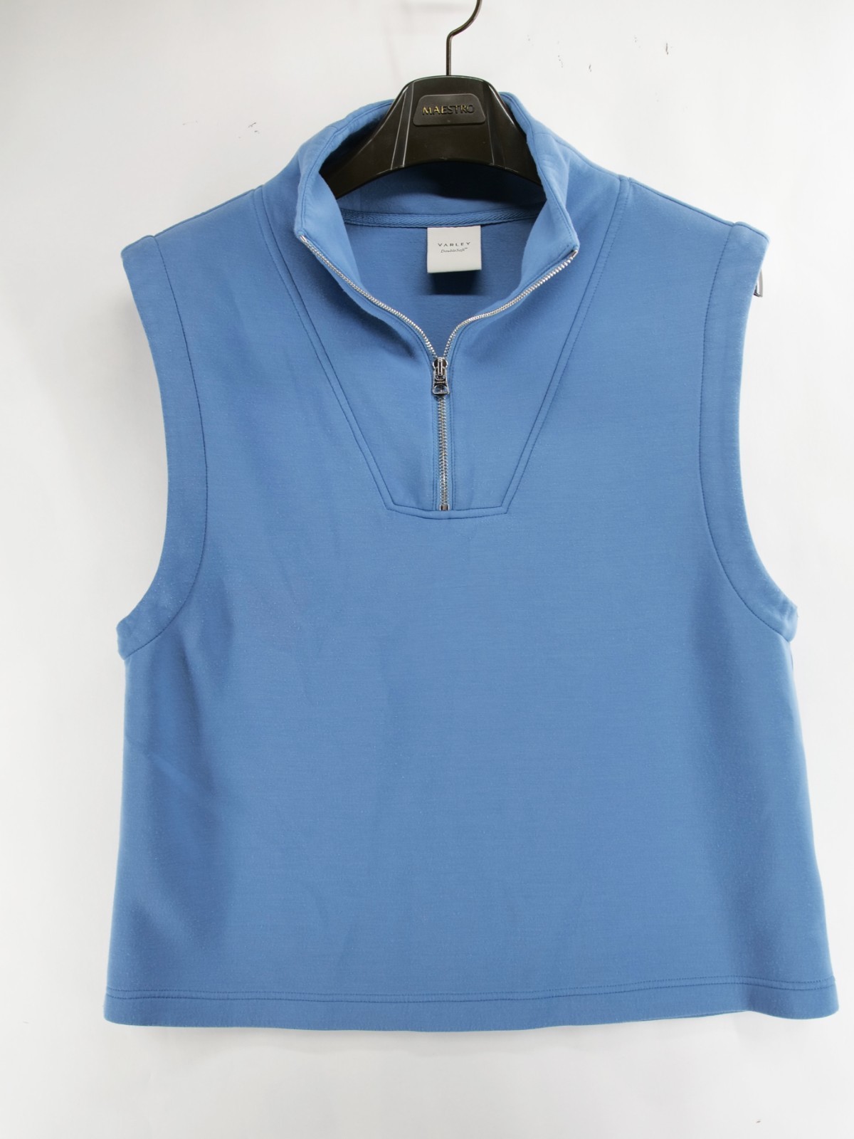 Varley Women Blue Magnolia Half-Zip Sleeveless DoubleSoft Tank Top Size Large