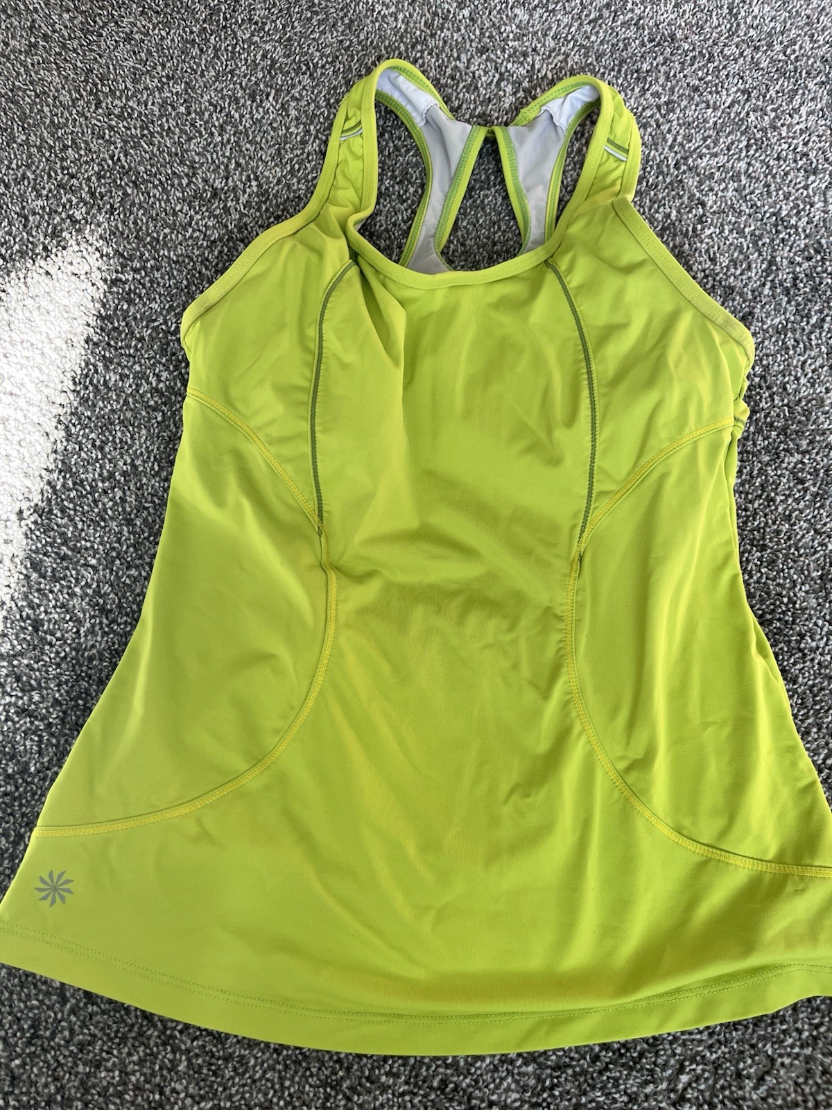 Athleta Racerback Tank Top Medium Chartreuse Built In Bra. A2