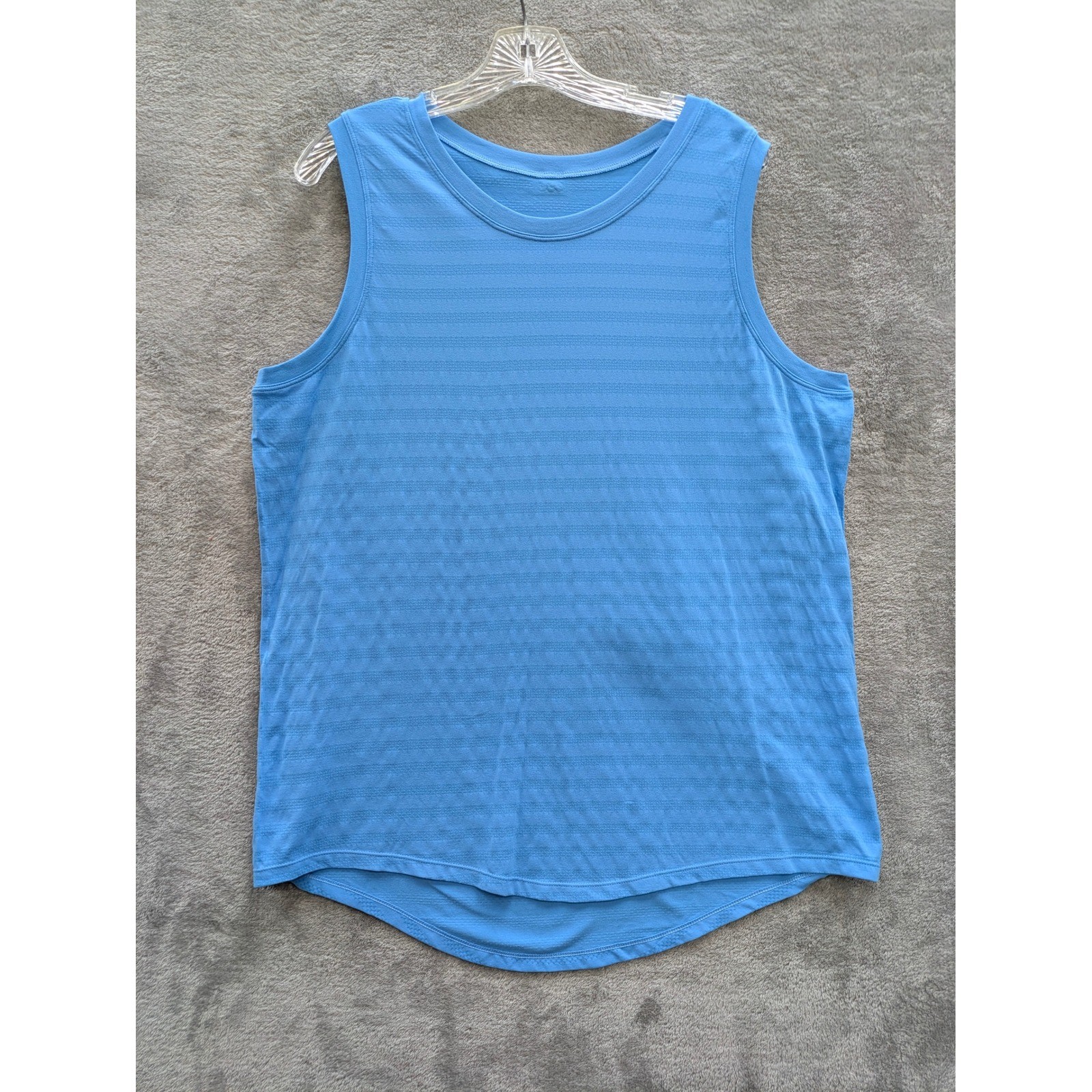 Athleisure Tank Top Womens Large Blue DSG Textured Sleeveless Curved Hem