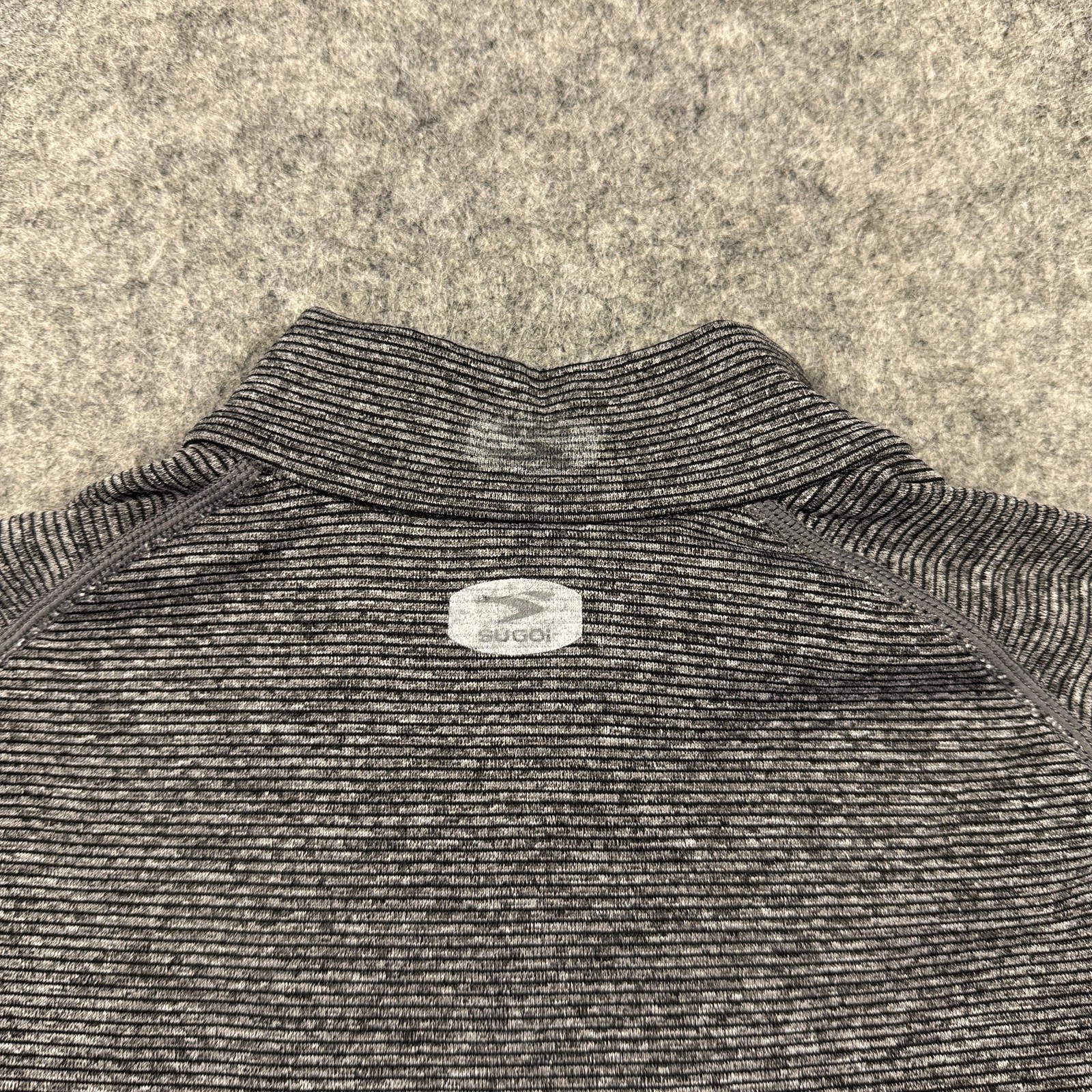 Sugoi Endurance 1/2 Zip Pullover Womens Small Gray Stripe Running Athletic Top