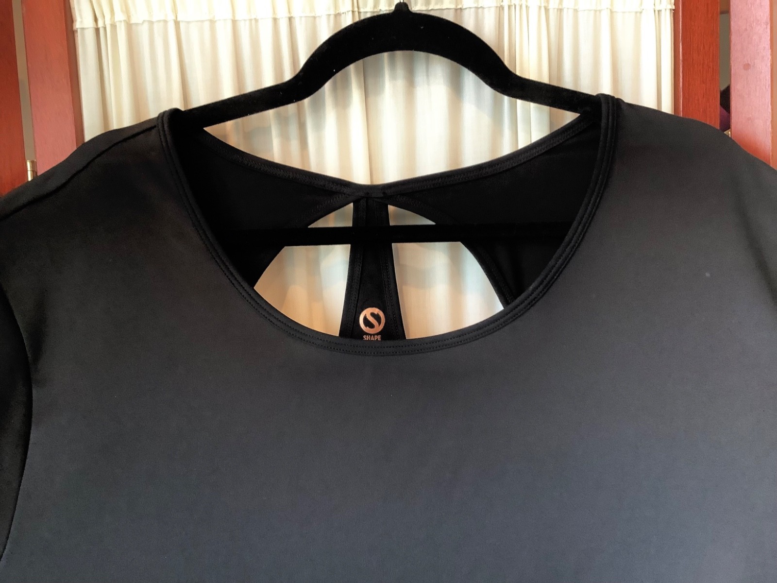 SHAPE Womens Activewear Workout Top Black with Cut Out Back Size 3X