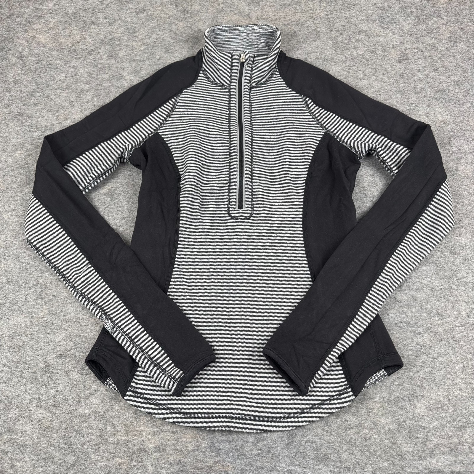 Lululemon Run U-Turn Pullover Rulu Mini Check Pique Black White Womens 4