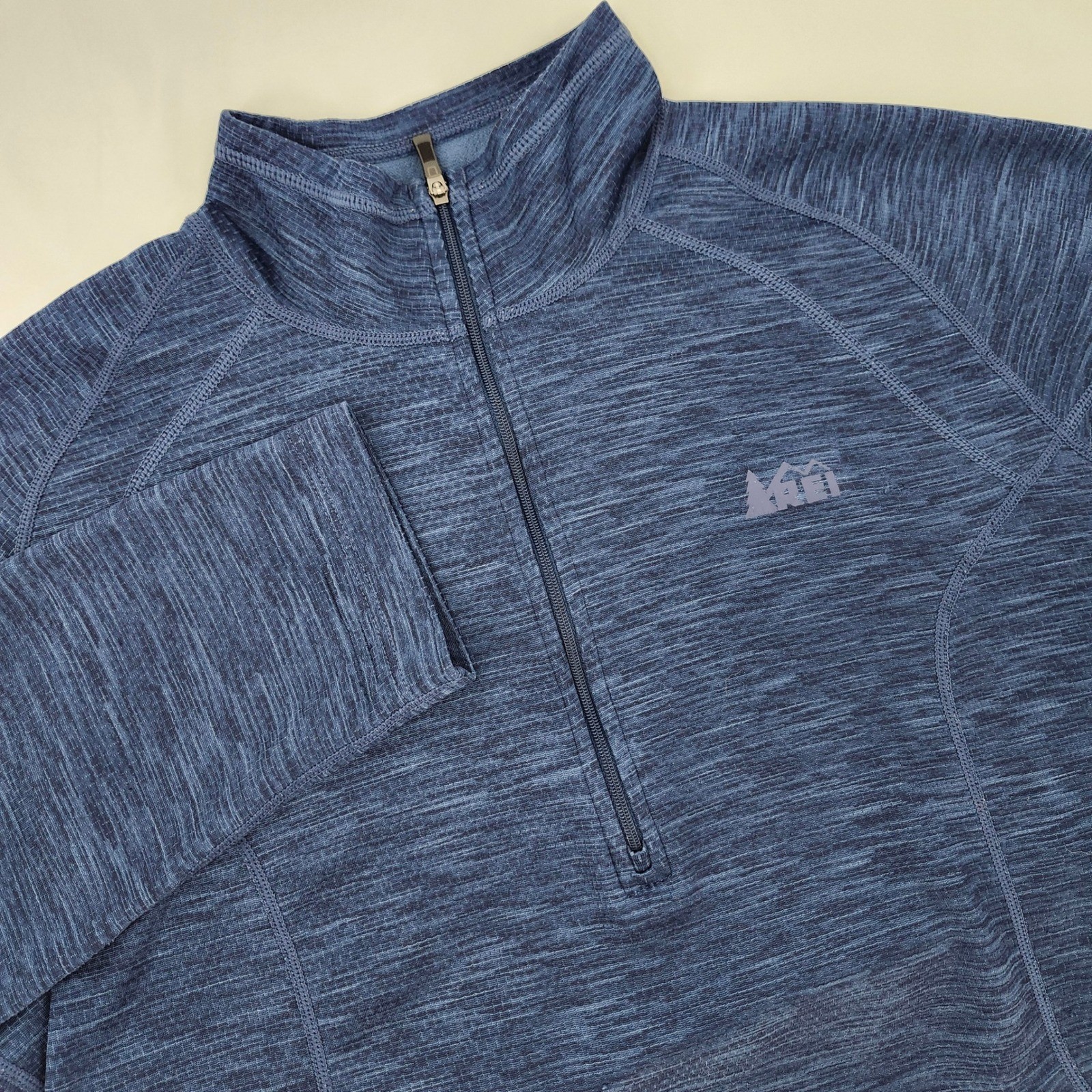 REI Heathered Blue 1/4 Zip Pullover Mock Neck Womens Large Hiking Outdoor Camp