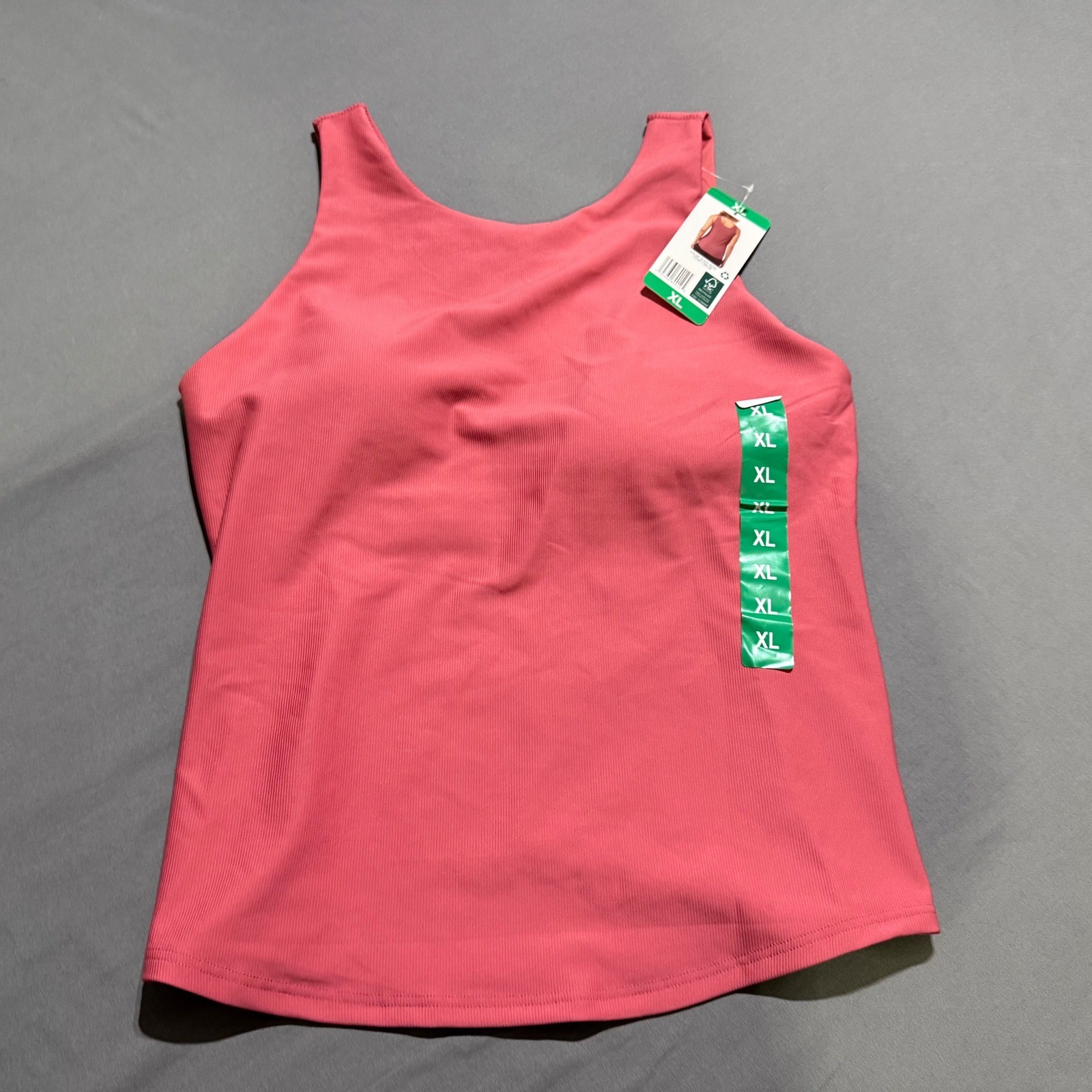 32 Degrees Cool Tank Top Women XL Pink Ribbed Built-In Shelf Bra Sleeveless NEW