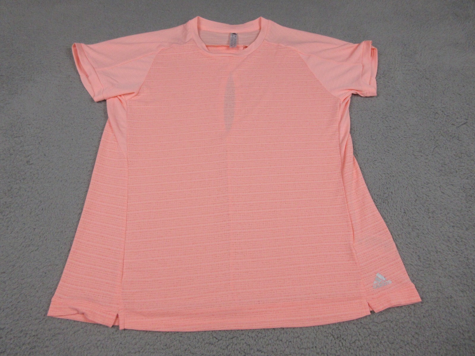 Adidas HEAT.RDY Shirt Womens Medium Pink Striped Short Sleeve Athletic Top Gym