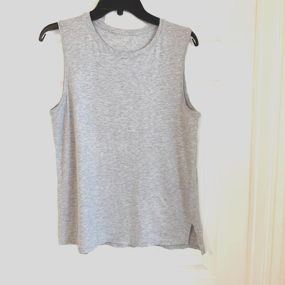 Lululemon Womens Medium Gray Cotton Tank Top Wide Strap Athleisure Casual