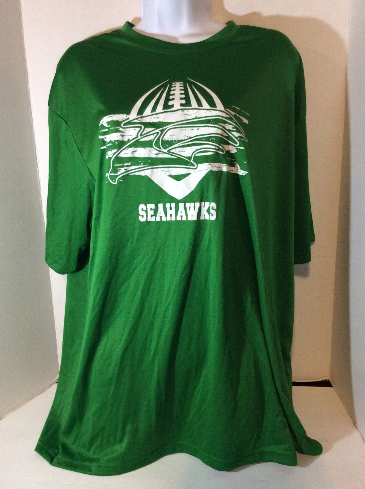 C2 Sports Size XL Seahawks T-Shirt Green Lightweight Stretch Fabric Football