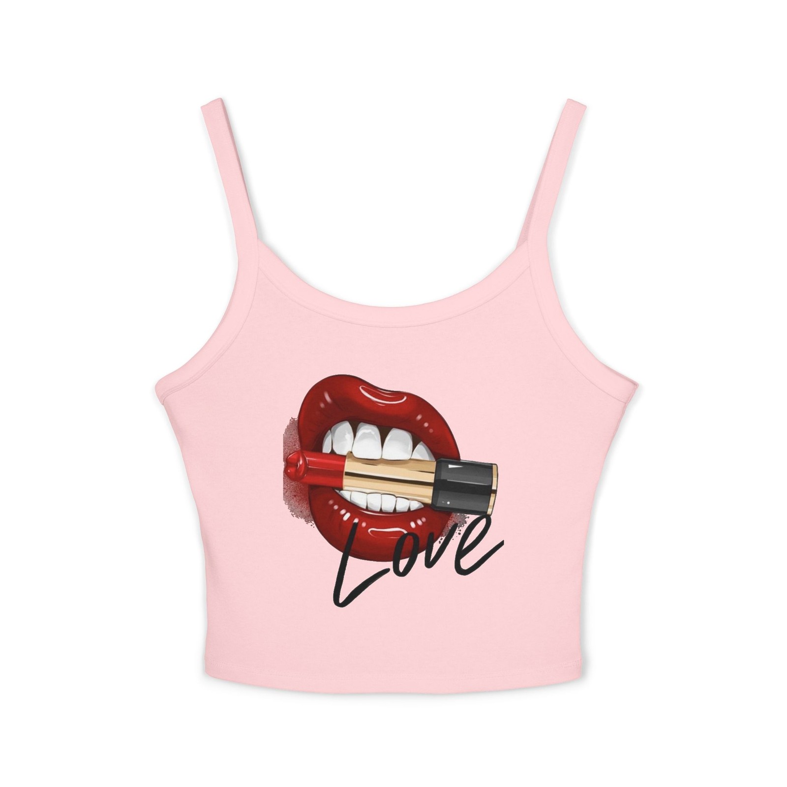 Red Lipstick Bite Love Tank Top | Crop Spaghetti Strap