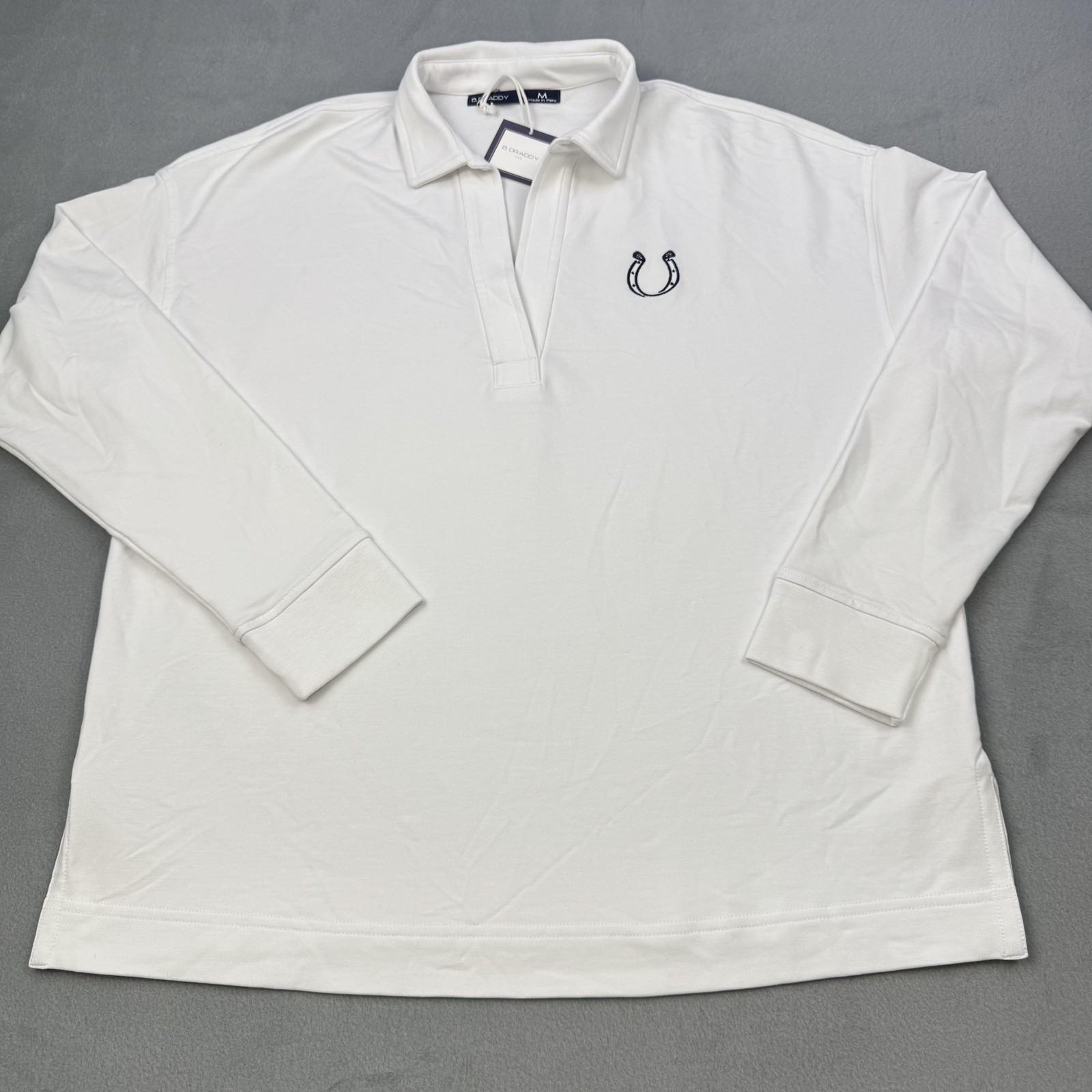 B. Draddy Polo Shirt Womens Medium White Elizabeth Polo Sweatshirt Pima Cotton