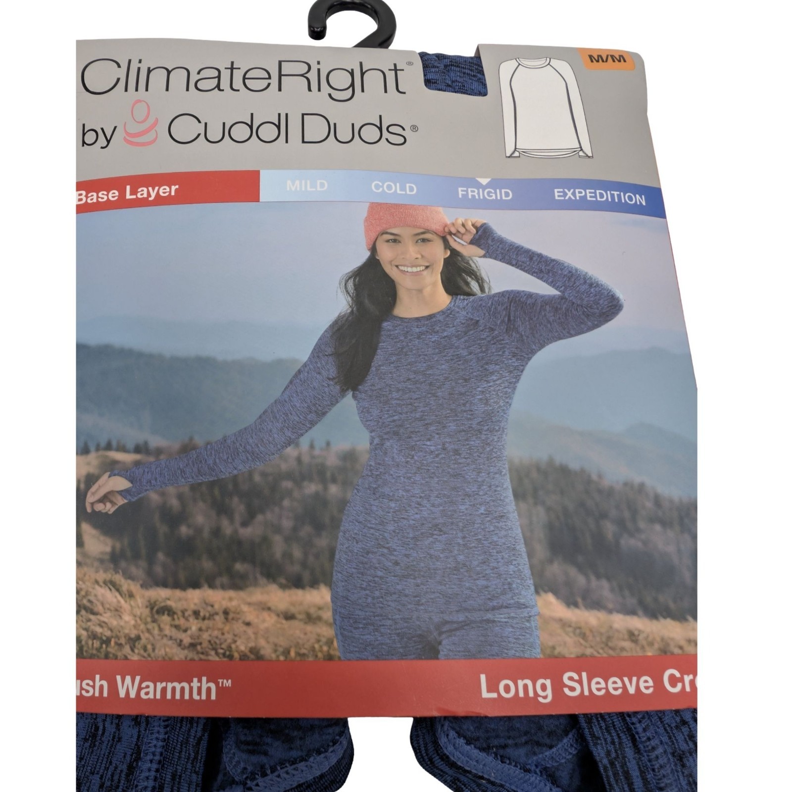 Cuddl Duds ClimateRight Base Layer Top Womens Blue Long Sleeve Mock Neck Size M