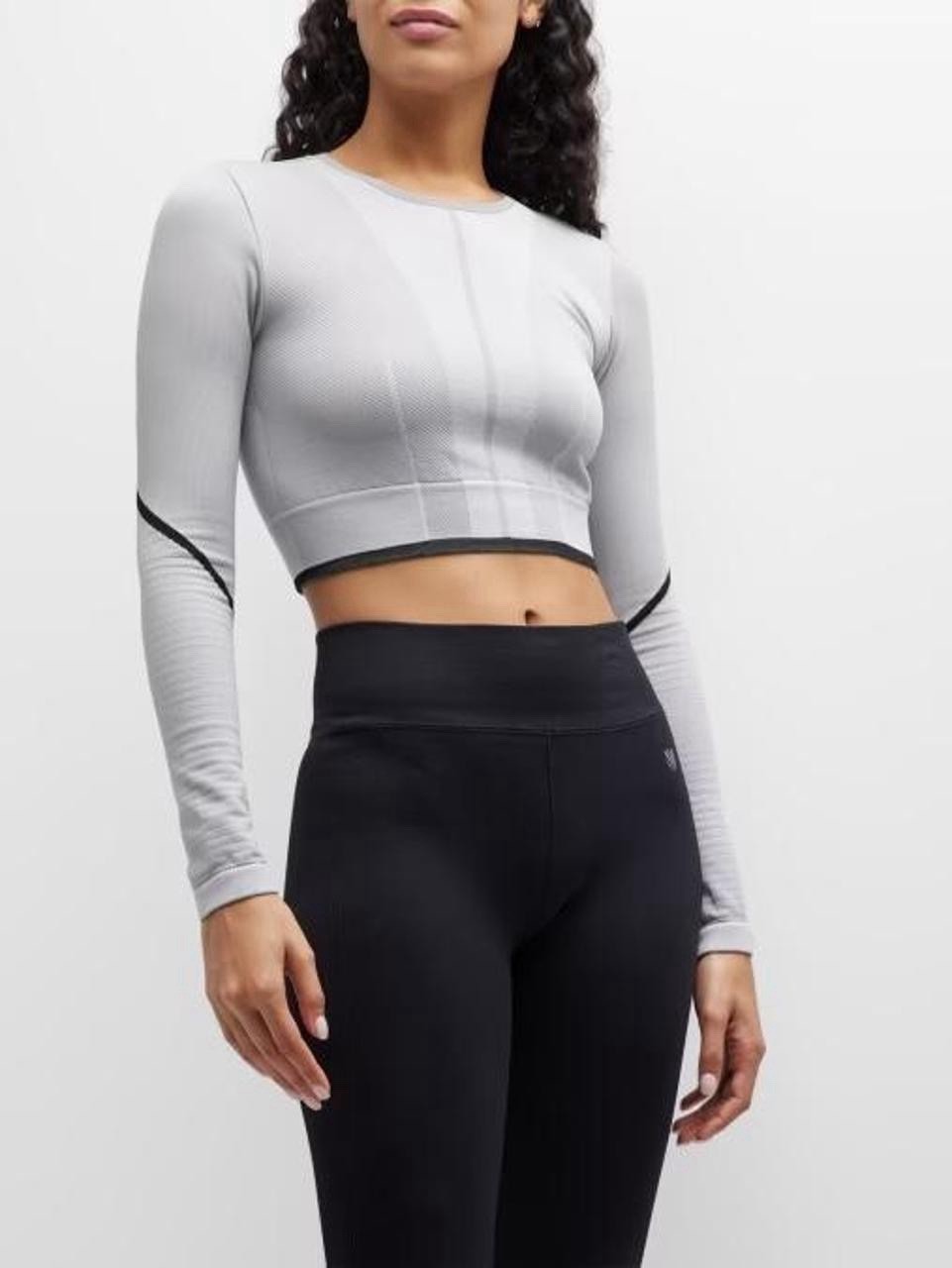 adidas by Stella McCartney light gray long-sleeve seamless crop top