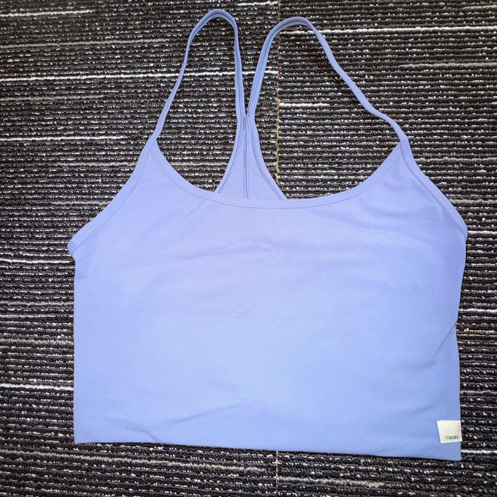Vuori Crop Tank Top Women L Periwinkle Blue NWOT Racerback Shelf Bra