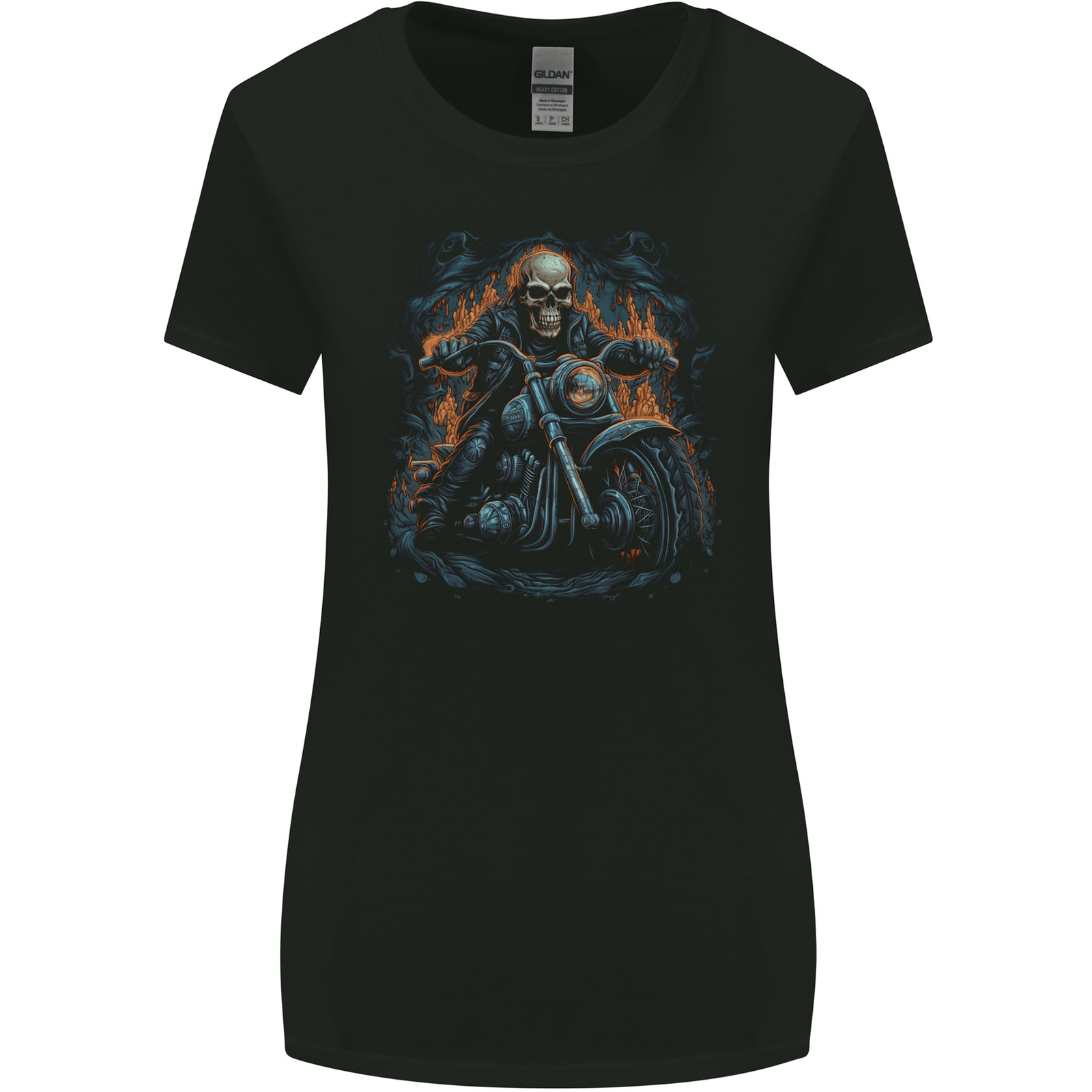 Skull Biker Motorcycle Motorbike Grim Reaper 12 Womens Wider Cut T-Shirt