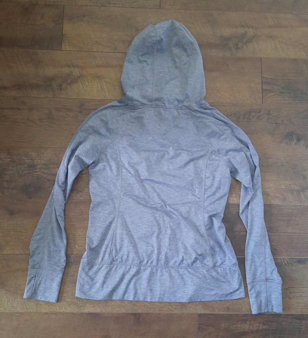 Spalding Size M Active Athletic Top Workout Hoodie Long Sleeves Pocket Gray