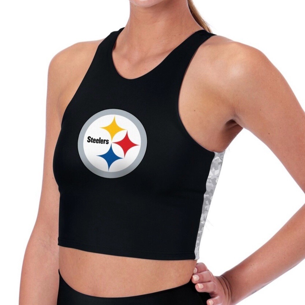 Cute Certo NFL Pittsburgh Steelers Tank Top Womens Size M Black Gray Camo Crop