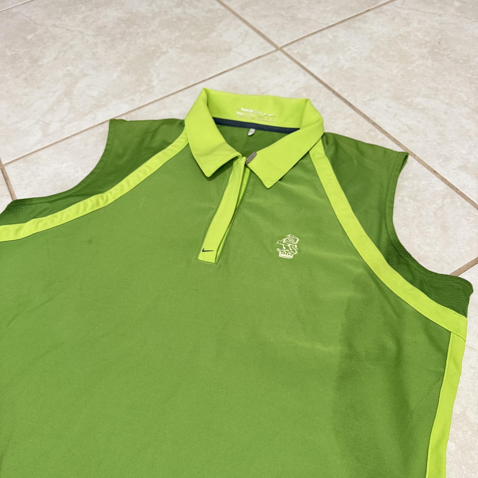 Nike Golf Shirt Womens XL Green Sleeveless Polo NikeFIT Dry Lime Athletic Top