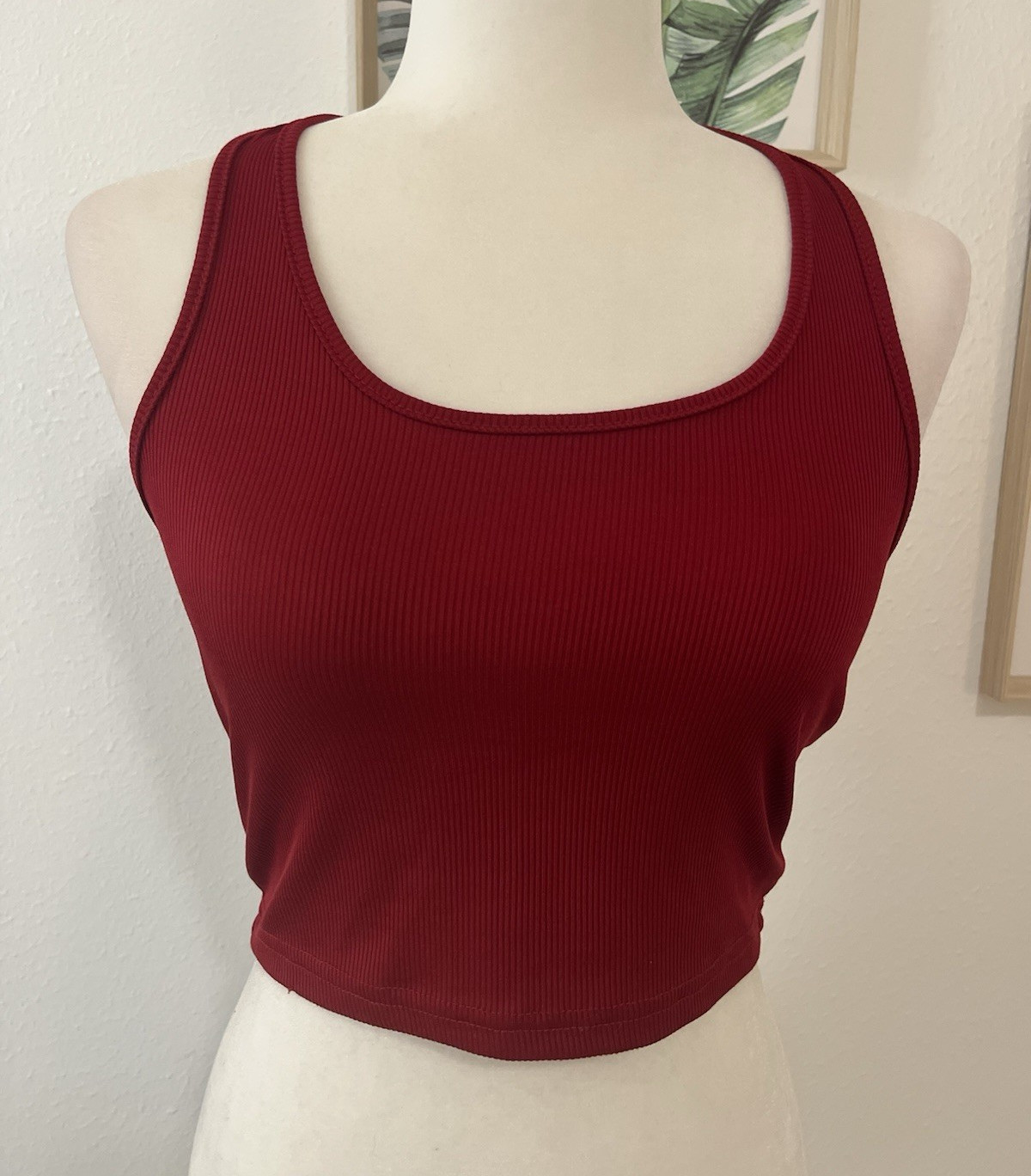 Women’s Halter Neck Rib Crop Top Red