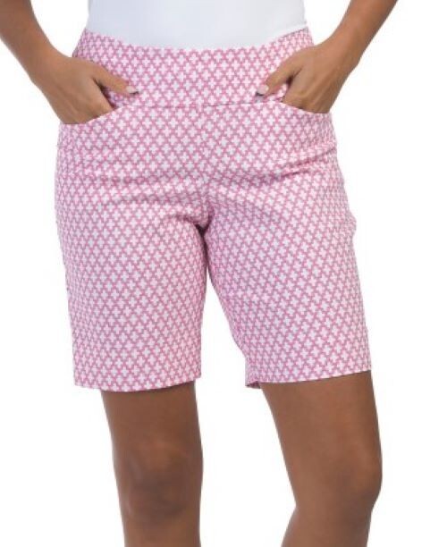 NWT SWING CONTROL Beetroot Hot Pink & White Pullon Stretch Golf Shorts S M XL