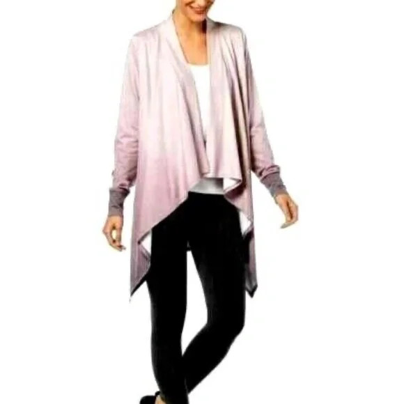 Ideology Women’s Dip Dyed Open Front Cardigan Sweater, Antique Rose Size XS
